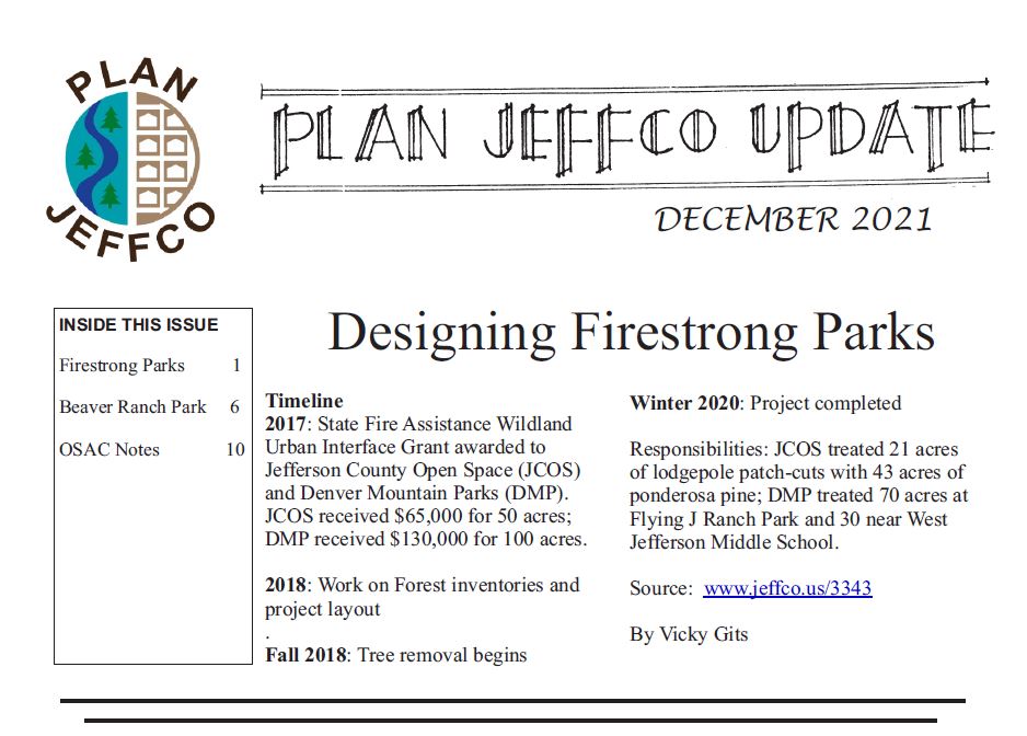 Thumbnail image of the December 2021 PLAN Jeffco Newsletter.