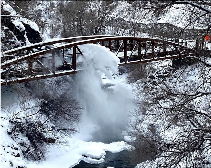 Snow removal off the Tough Cuss bridge